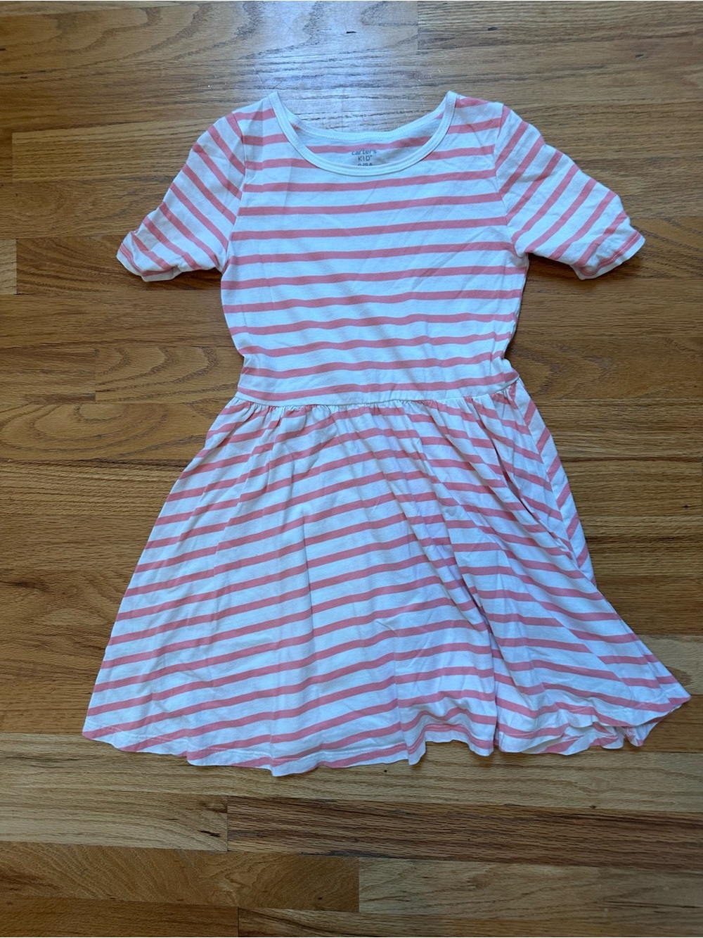 Carters Coral and White Striped Knit Dress